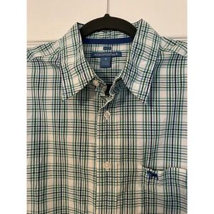 aeropostale long sleeve Button mens Athletic shirt Medium Slim Blue Green Plaid